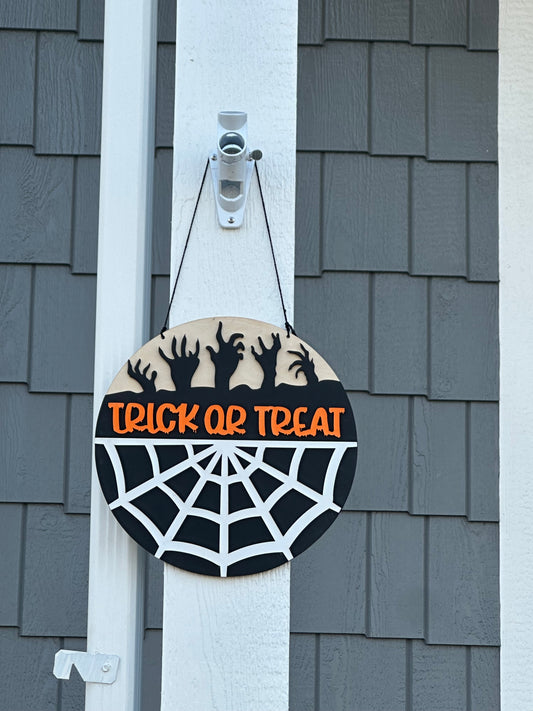 Trick or Treat Halloween Door Sign – Spooky Layered Wood Décor
